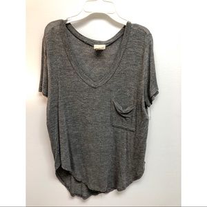 Gray V-neck tee